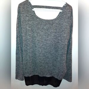 DANSKIN NOW black heathered long sleeve stretchy top size 2x EUC